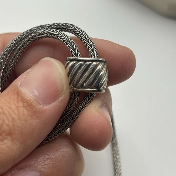 ROBERT MANSE 18KGOLD STERLING SILVER 30" LARAIT NECKLACE 41.2GR #5020 - Picture 4 of 6